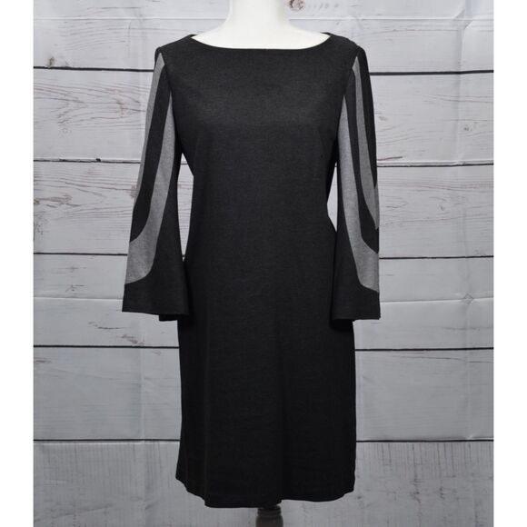 Trina Turk Women's Charcoal Gray Bell Sleeve Hijinx Mini A-Line Dress Size 6 EUC - Picture 8 of 8